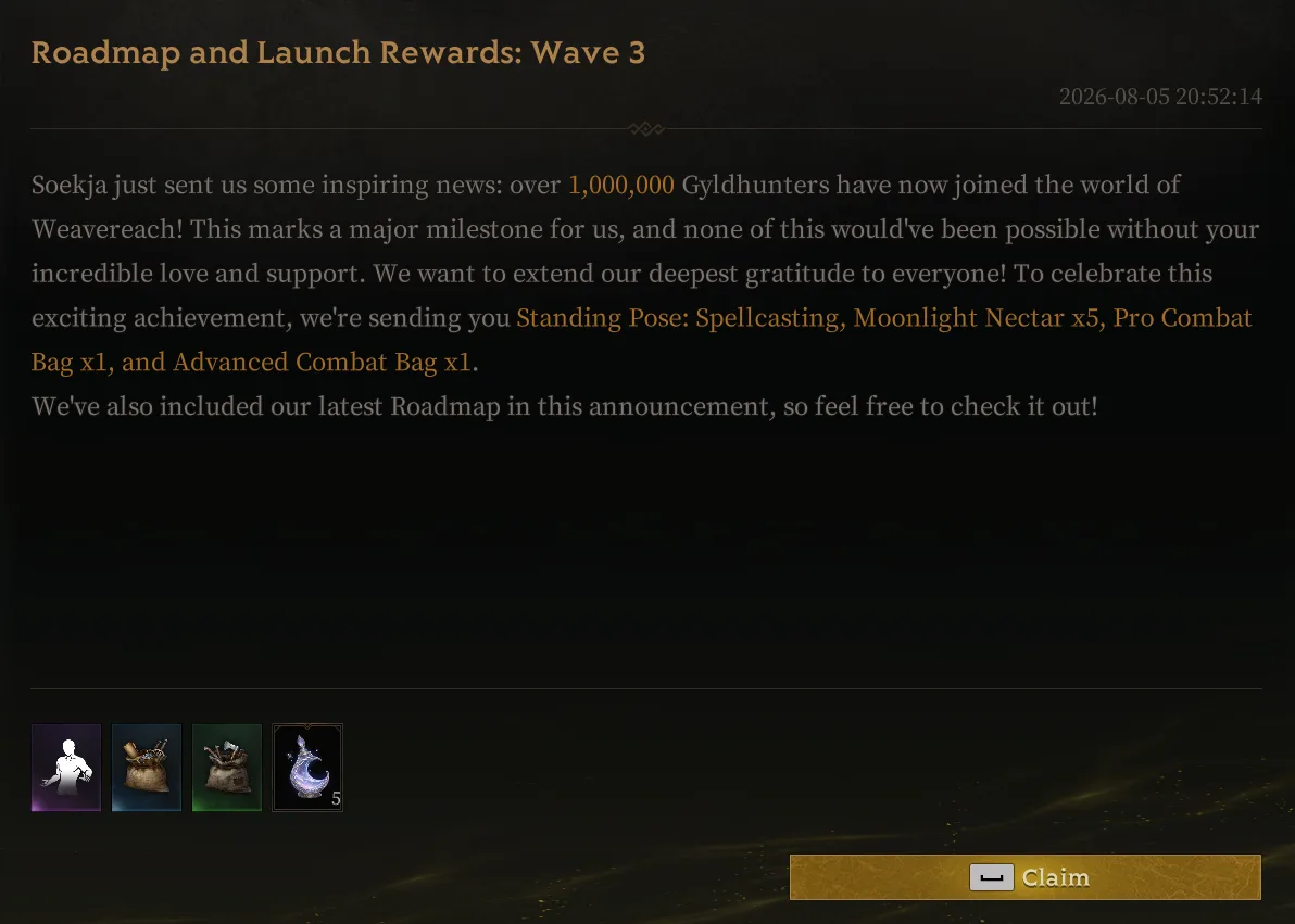 Mistfall Hunter third wave launch rewards